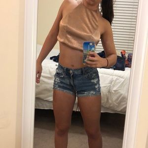 Crop top small glitter bronze